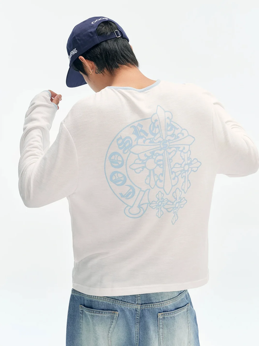 CoosRetro | Relaxed Cross Sanskrit Print Long Sleeve T-Shirt