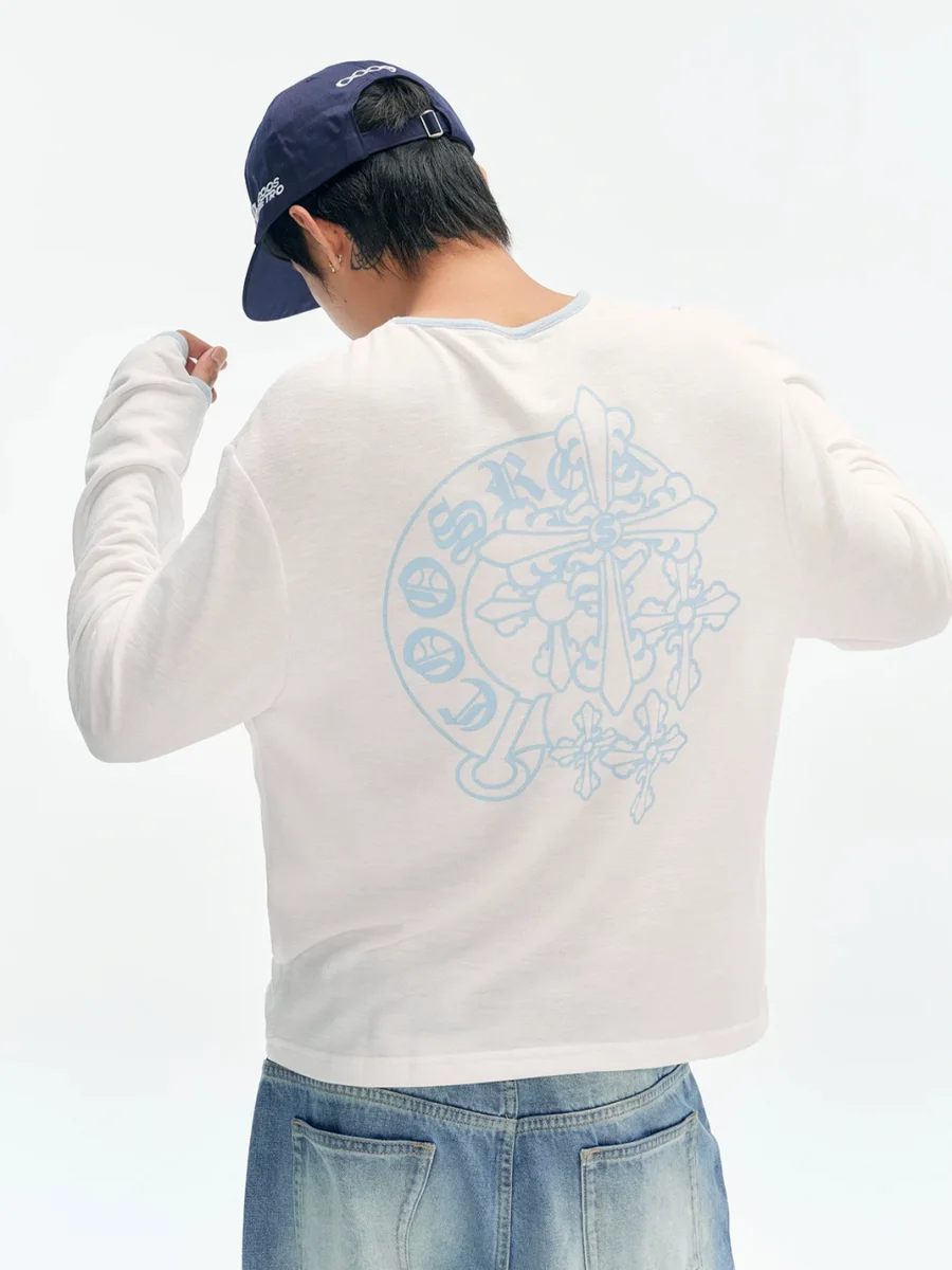 CoosRetro | Relaxed Cross Sanskrit Print Long Sleeve T-Shirt - 3