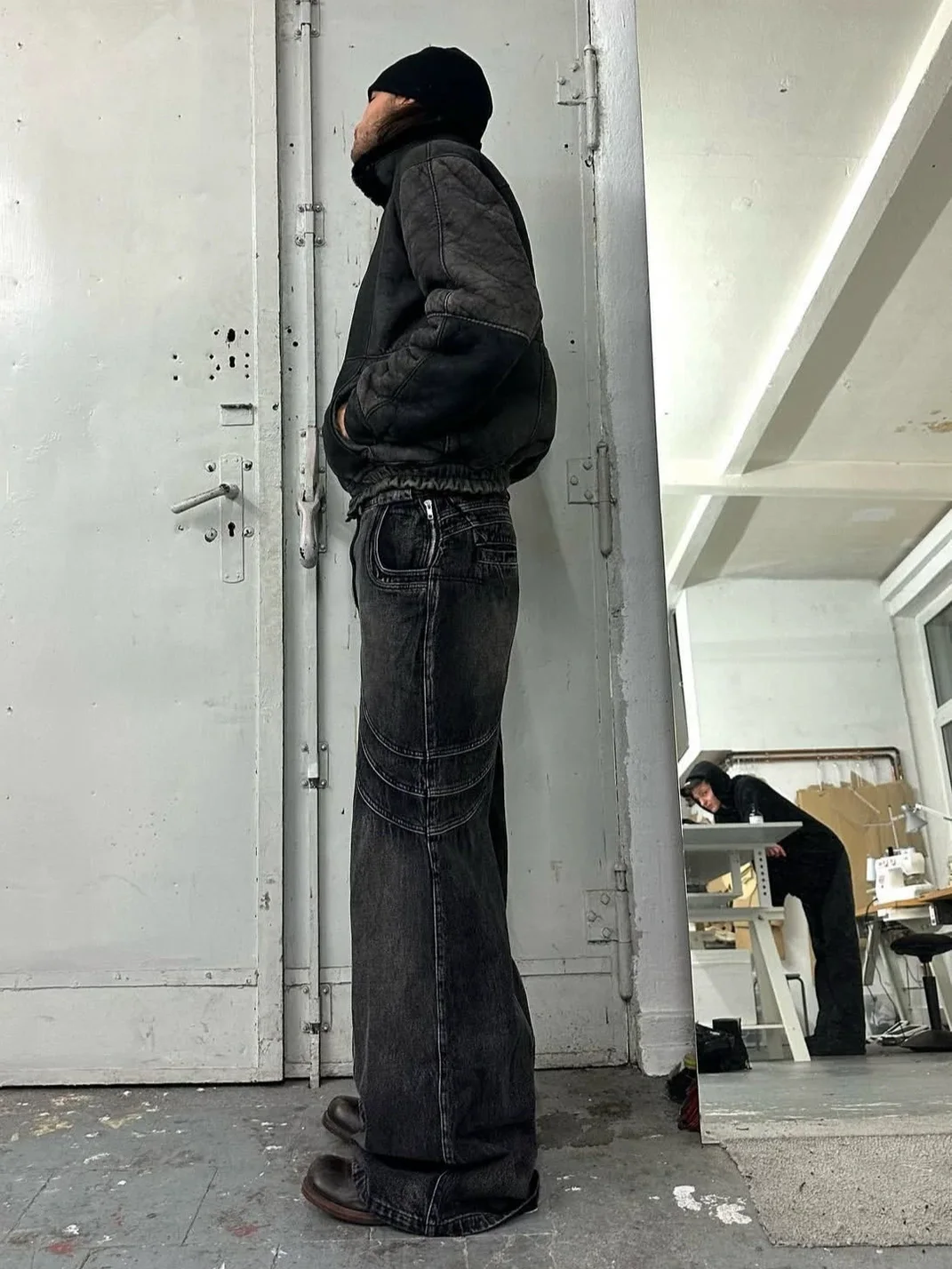 NO FAITH STUDIOS | Wave Seam Washed Loose Bootcut Jeans