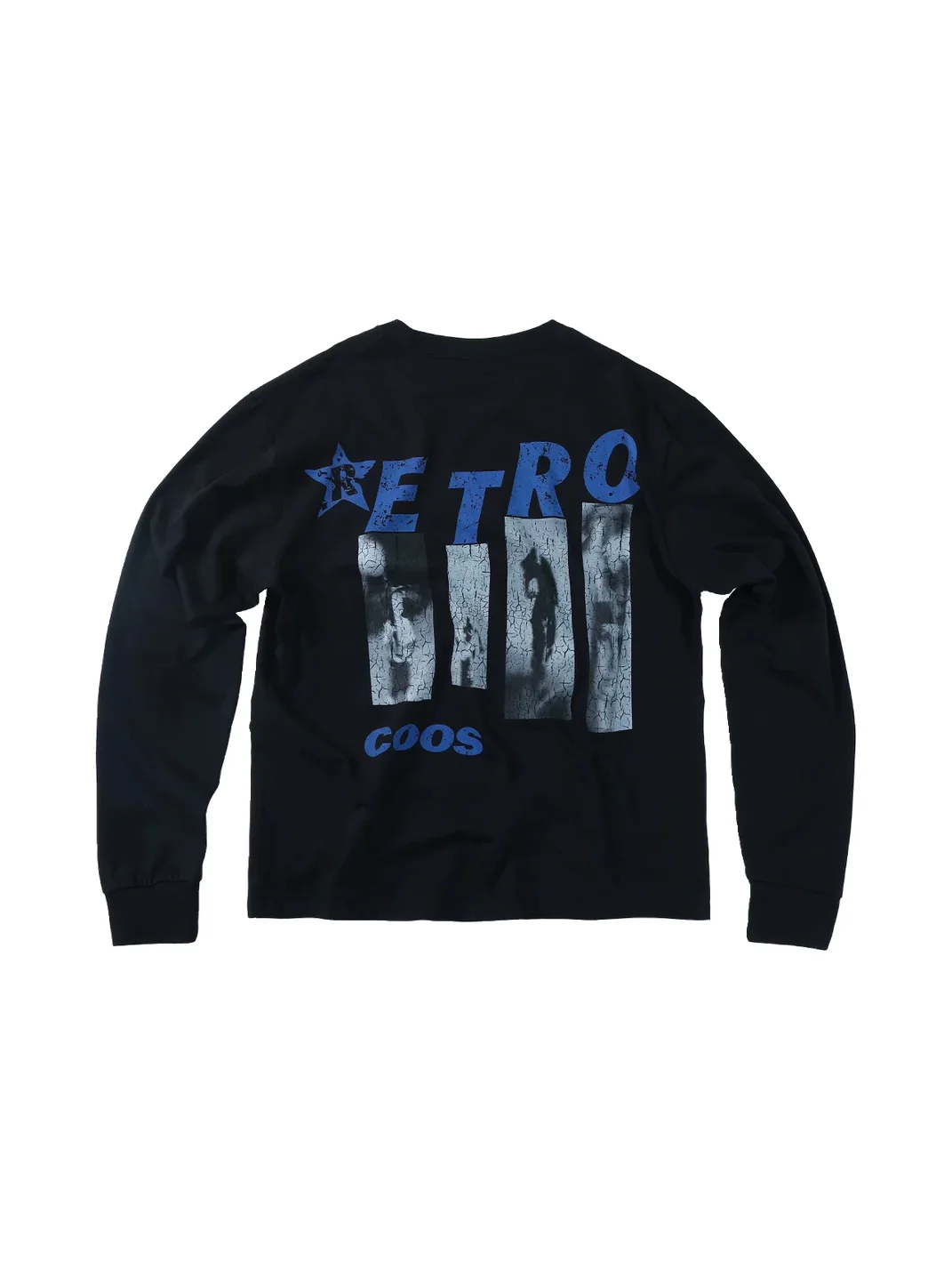 CoosRetro | Loose-Fit Distressed Graphic Cotton Long-Sleeve T-Shirt