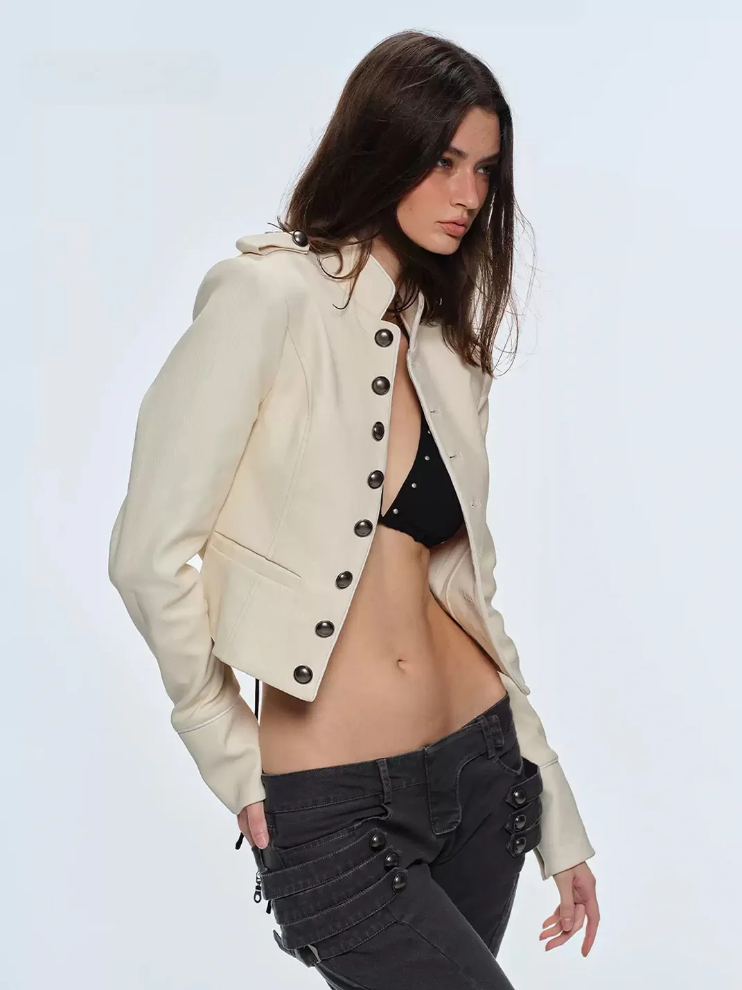 BUM STUDIO | Napoleon-Inspired Coated Structured Slim-Fit Jacket