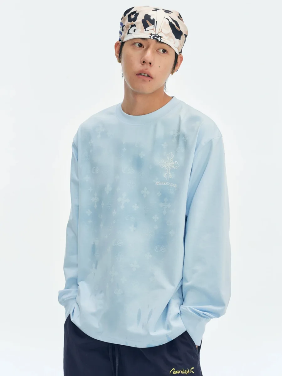 CoosRetro | Loose Fit Sweat-Reactive Print Long Sleeve T-Shirt - 2