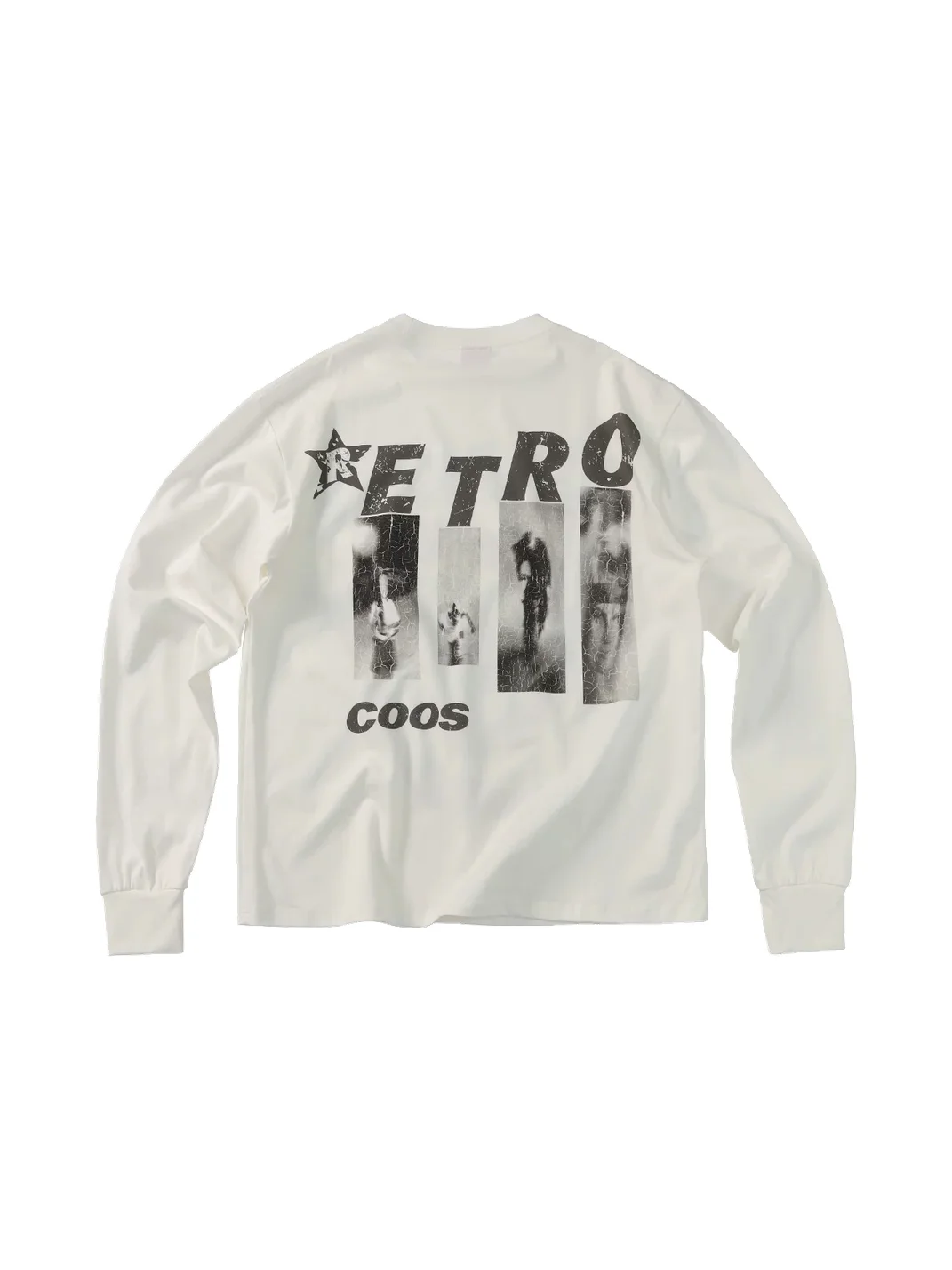 CoosRetro | Loose-Fit Distressed Graphic Cotton Long-Sleeve T-Shirt