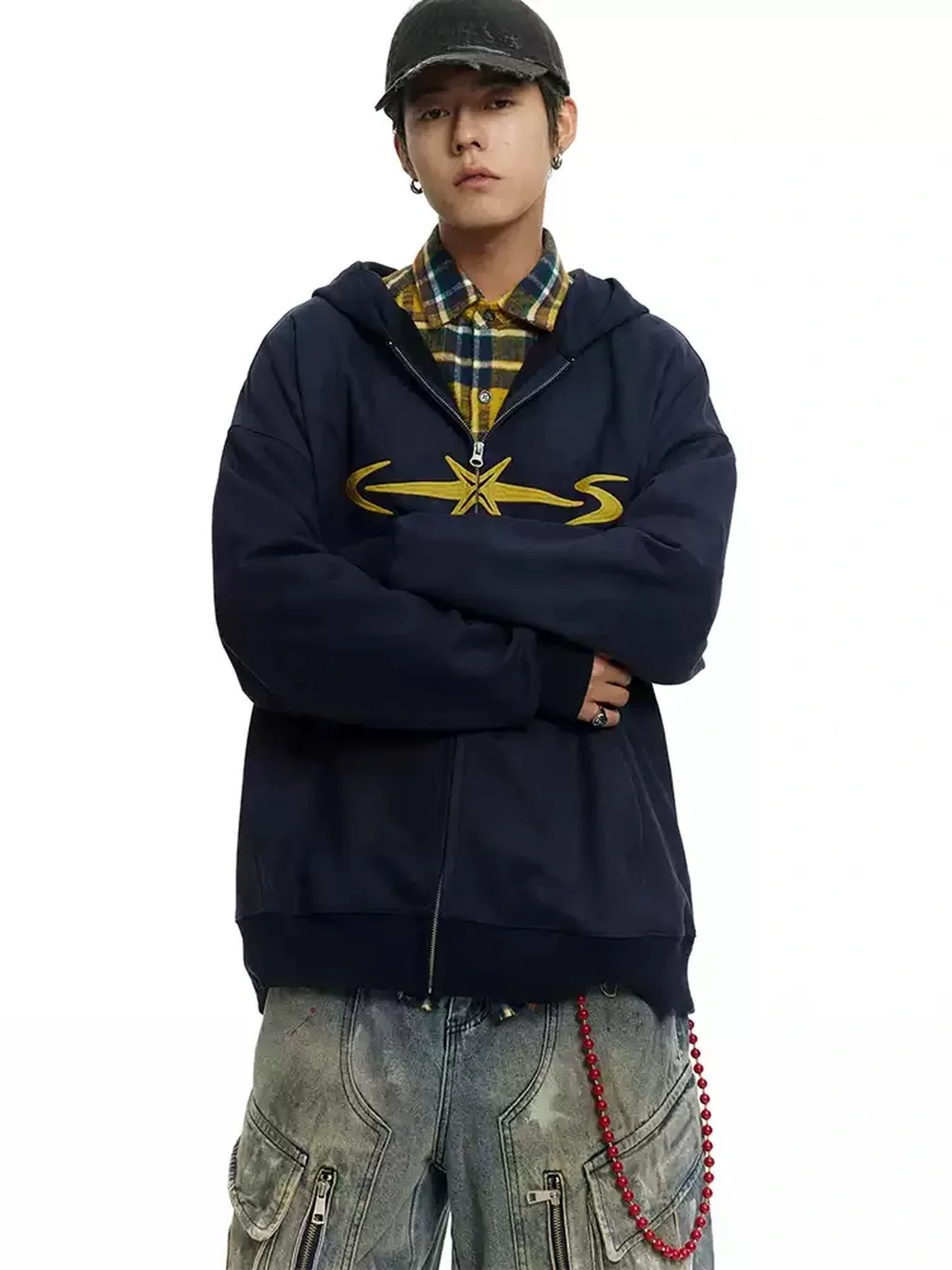 CoosRetro | Loose-Fit Faux Suede Zip-Up Hoodie