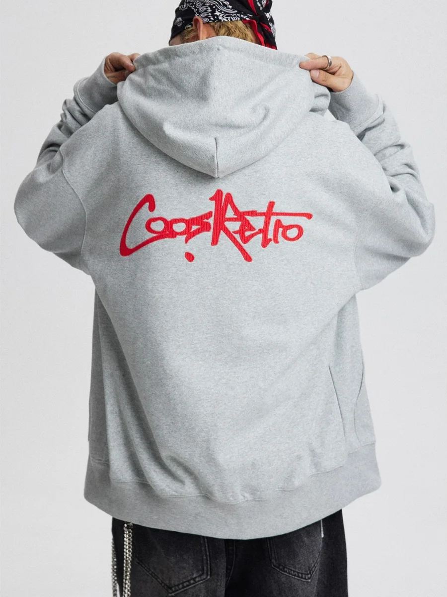 CoosRetro | Retro Loose-Fit Zip-Up Sweatshirt - 3