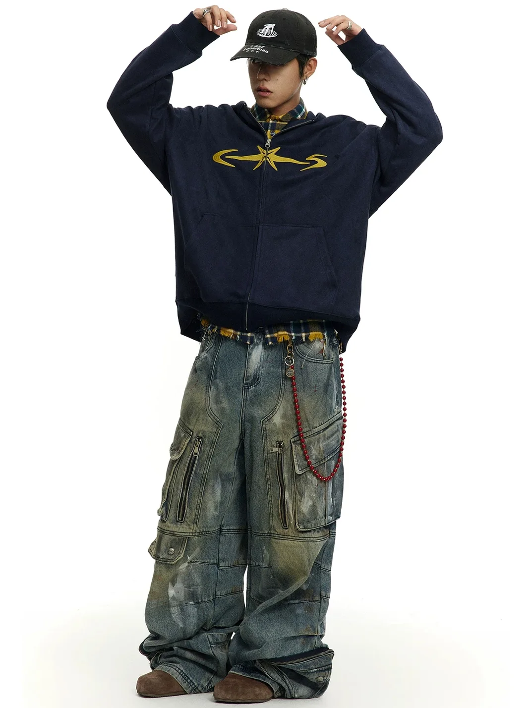 CoosRetro | Loose-Fit Faux Suede Zip-Up Hoodie