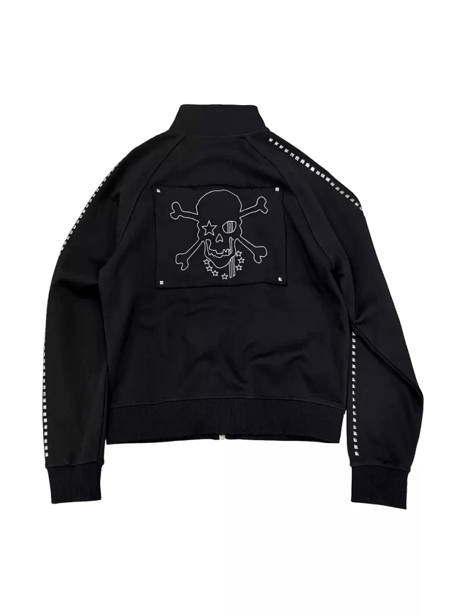 ColdAsia | Cropped Studded Stand-Collar Jacket With Silver Thread Embroidery - 2