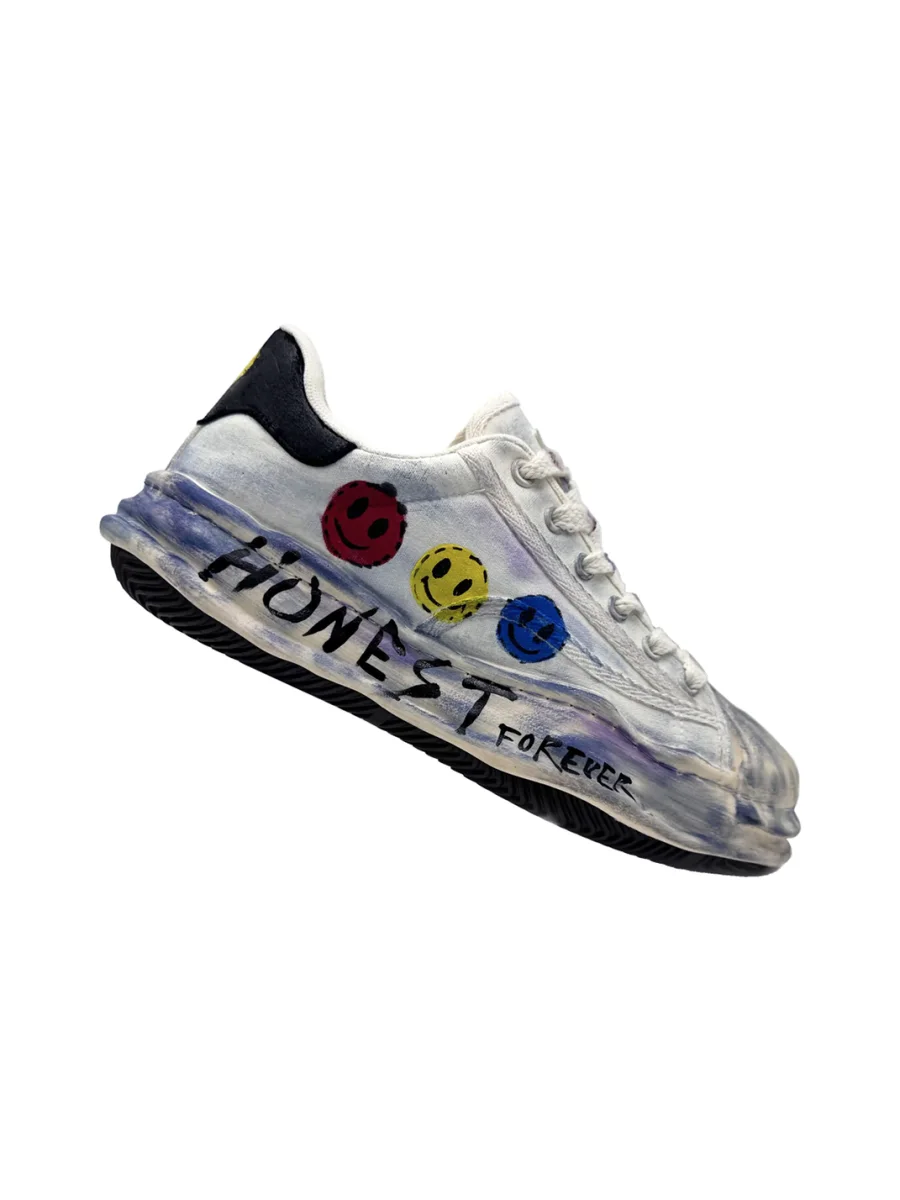Savage Growth | Shell-Toe Platform Graffiti Smiley Sneakers - 3
