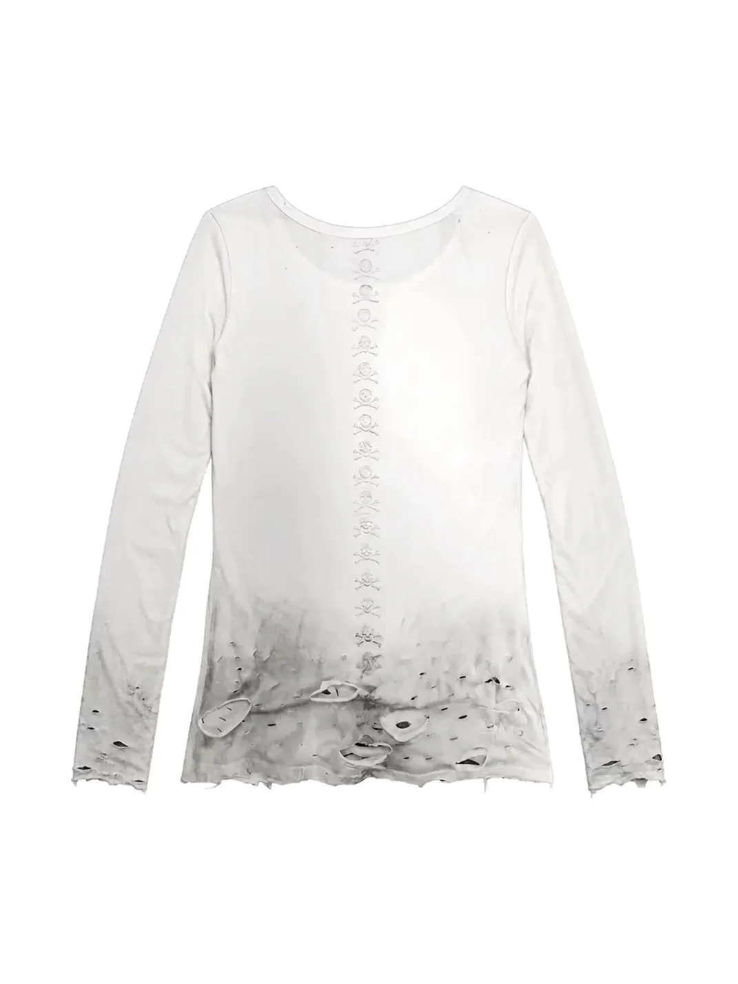 Fourth3ex | Distressed Skull Print Long Sleeve T-Shirt