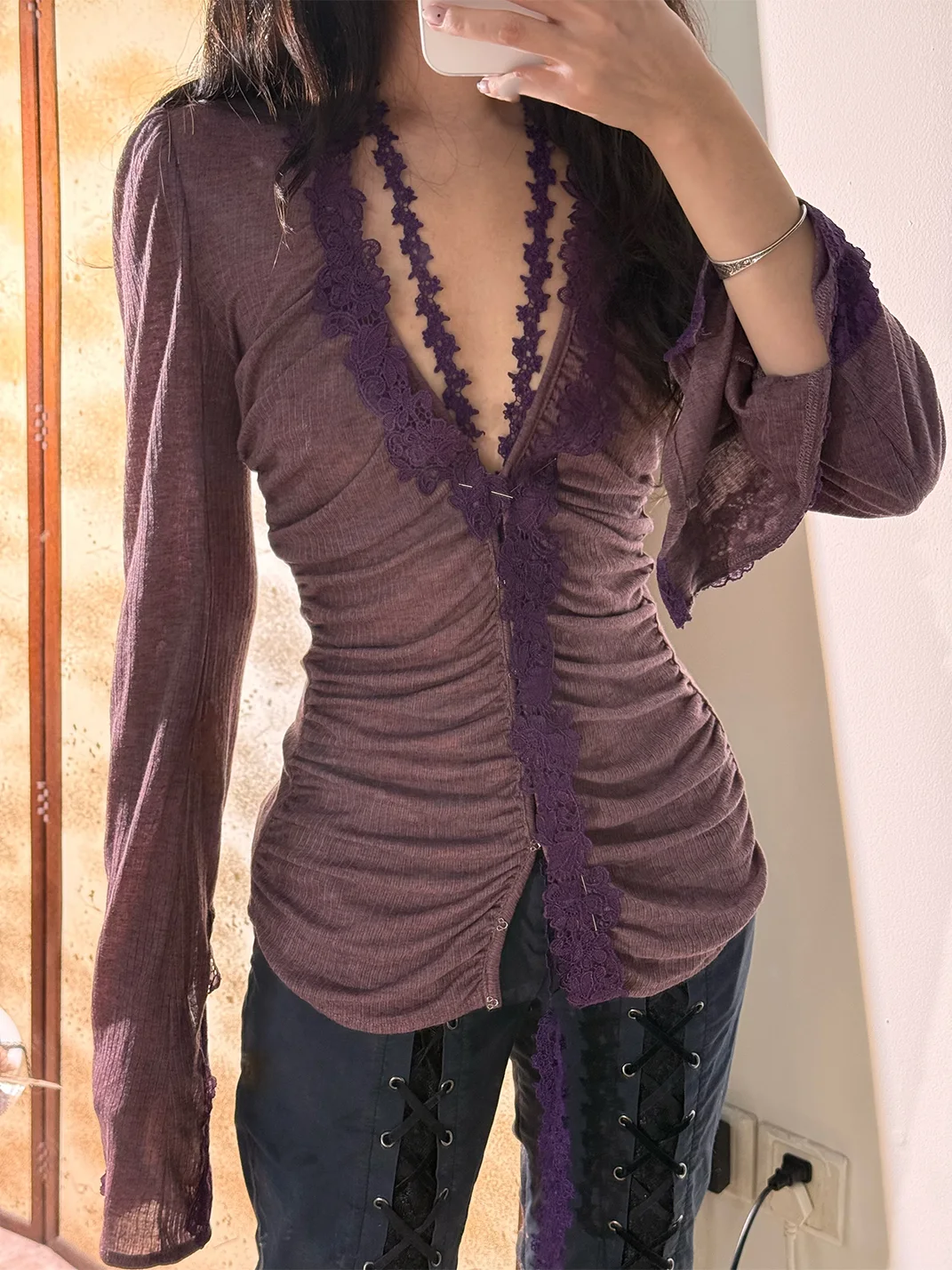 Chipchipshop | Slim-Fit Long-Sleeve Semi-Sheer Cardigan