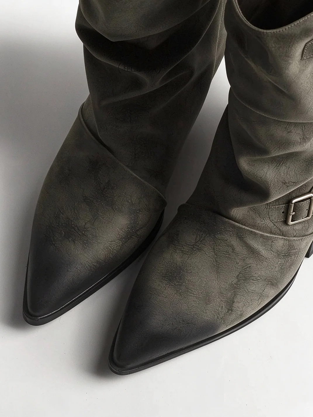 Jpoetry | Pointed Toe Slouchy Block Heel Tall Boots