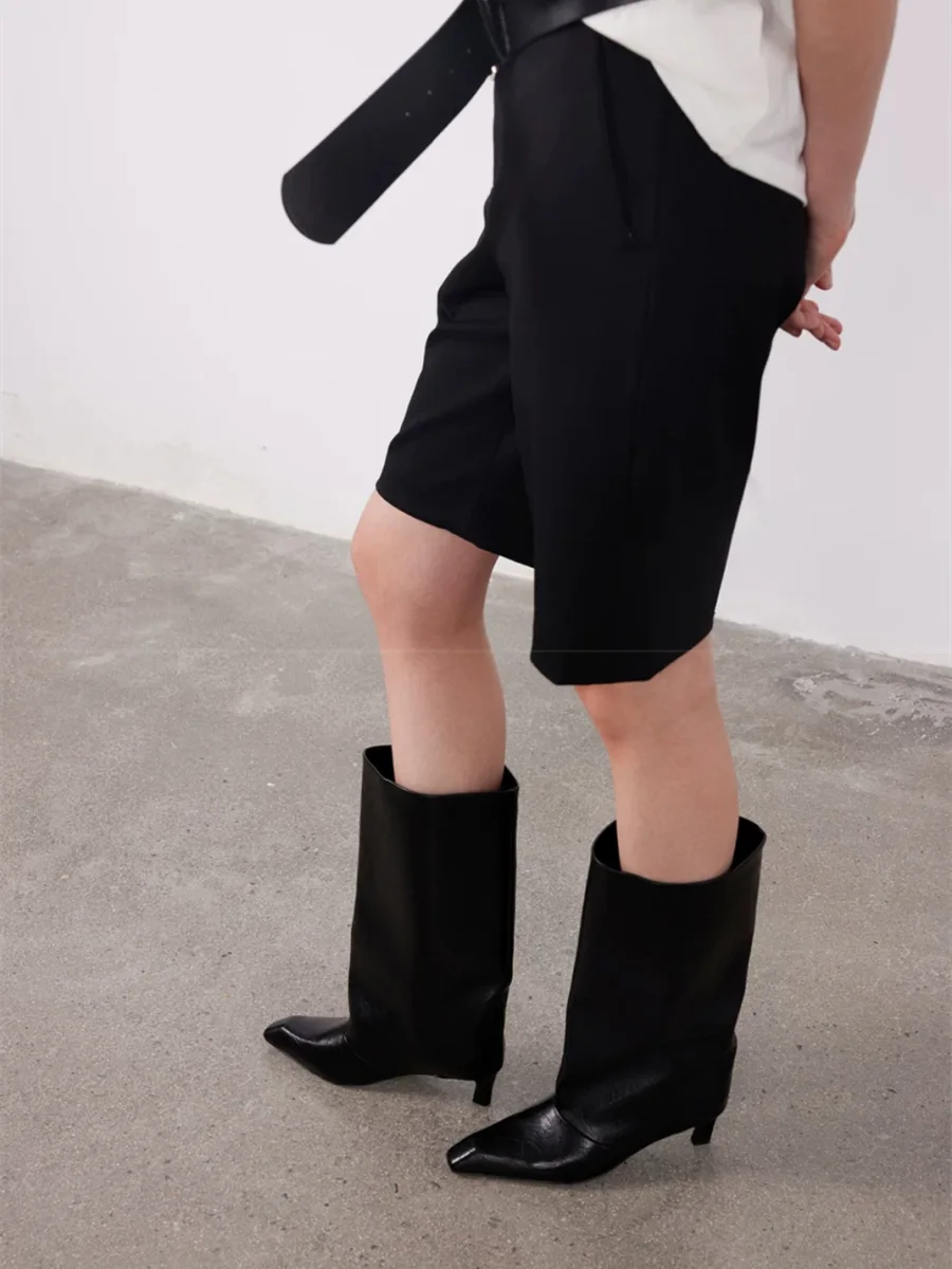 Cihi | Square-Toe Kitten-Heel Straight-Shaft Boots - 2