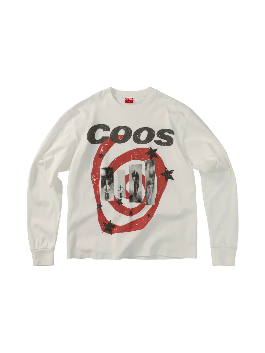 CoosRetro | Loose-Fit Distressed Graphic Cotton Long-Sleeve T-Shirt