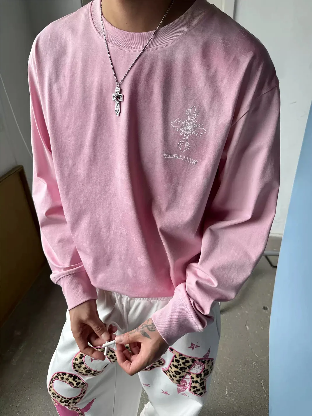 CoosRetro | Loose Fit Sweat-Reactive Print Long Sleeve T-Shirt
