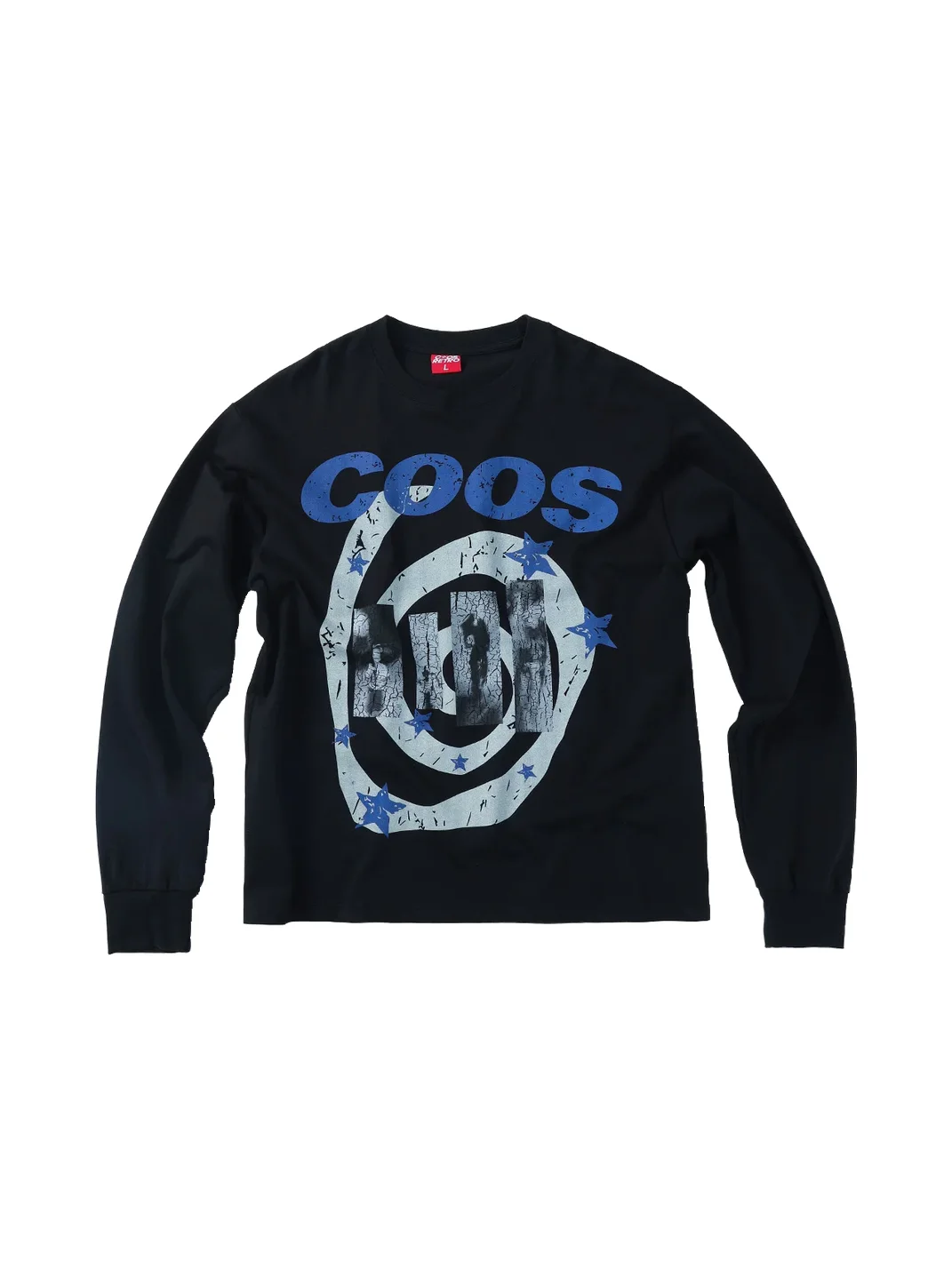 CoosRetro | Loose-Fit Distressed Graphic Cotton Long-Sleeve T-Shirt