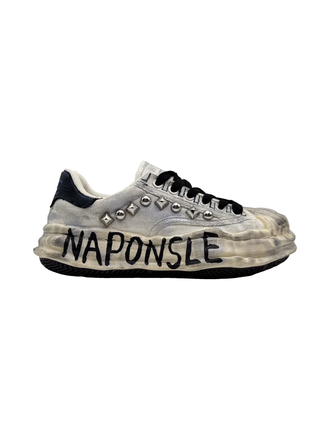 Savage Growth | Distressed Studded Graffiti Platform Sneakers