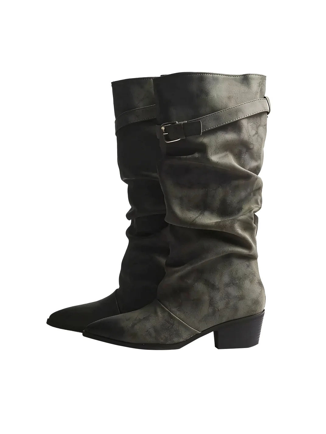 Jpoetry | Pointed Toe Slouchy Block Heel Tall Boots