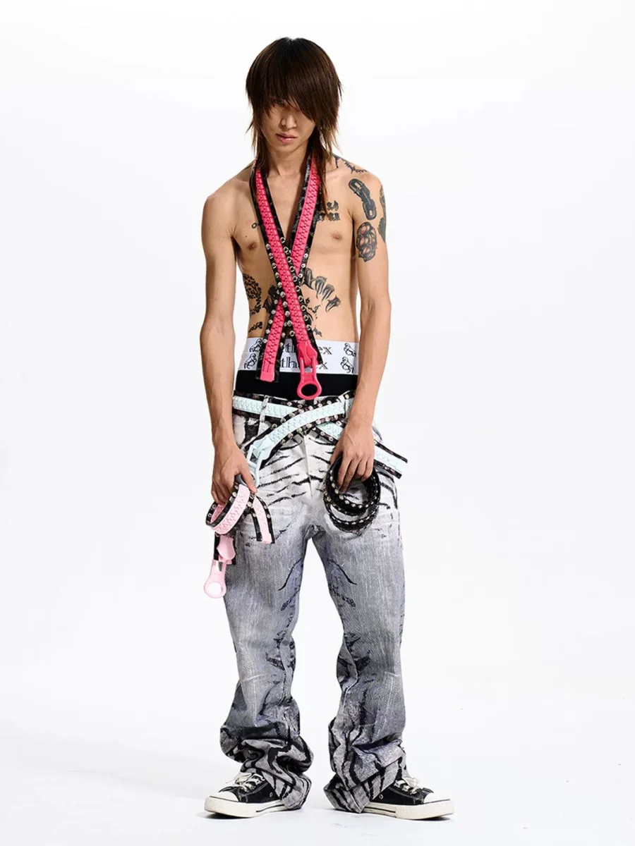 Fourth3ex | Oversized Zipper Design Studded Belt - 3