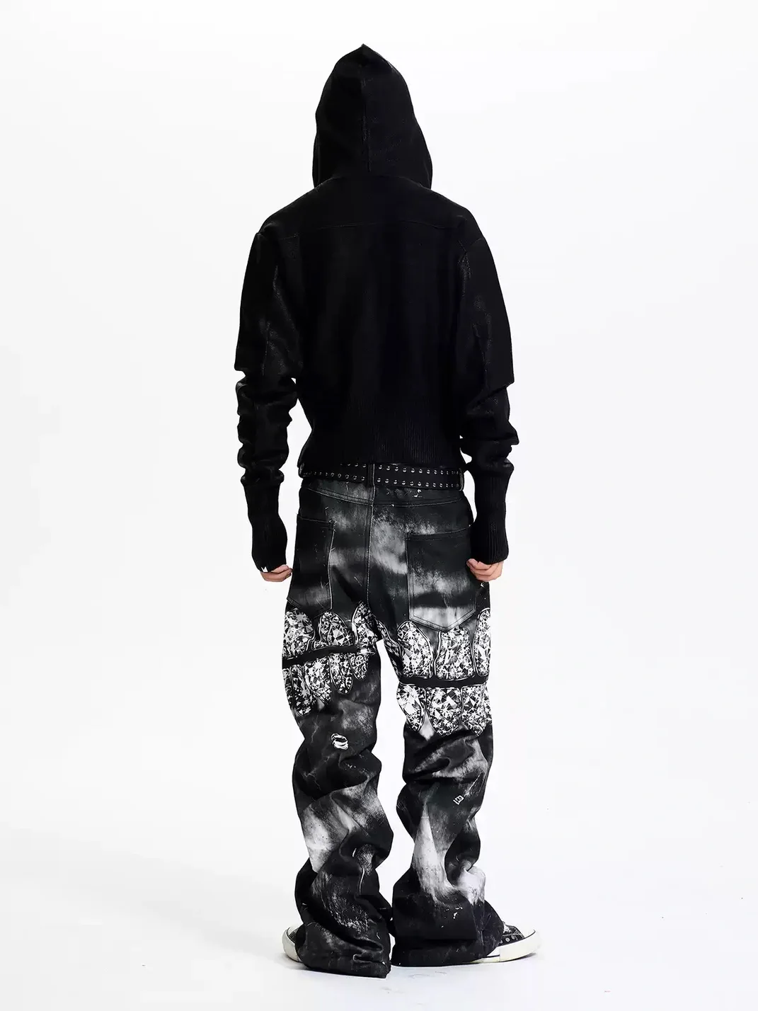 Fourth3ex | Tooth Print Slightly Flared Jeans