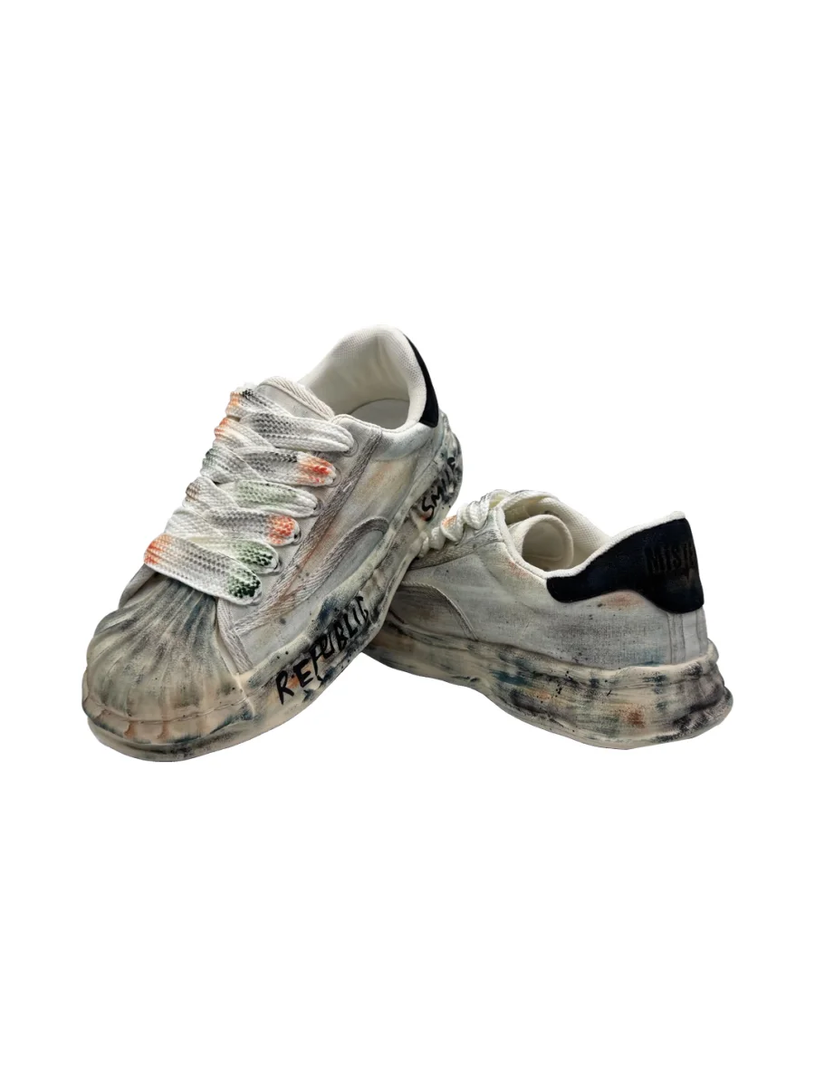 Savage Growth | Distressed Graffiti Platform Sneakers - 2