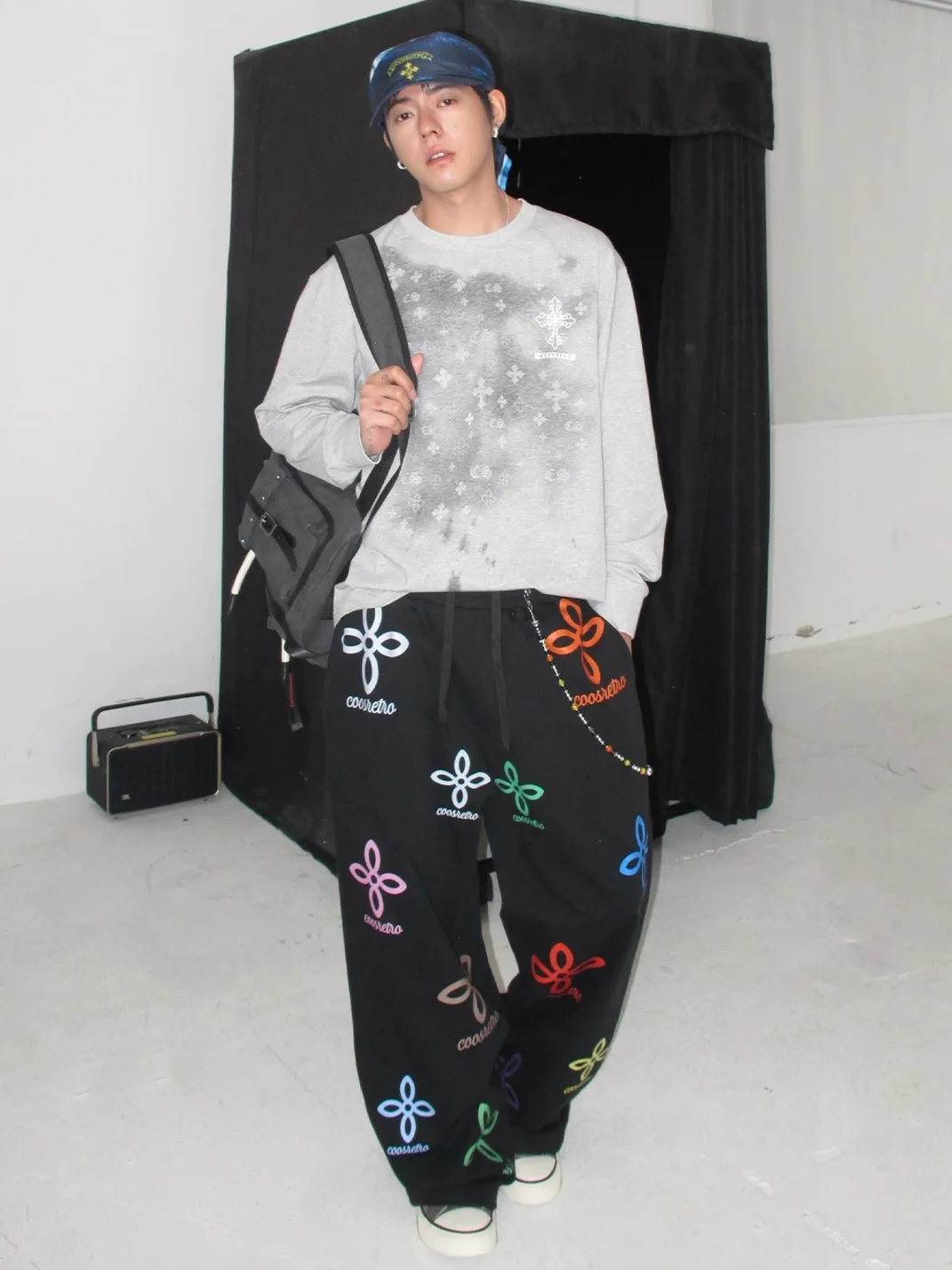 CoosRetro | Loose Fit Sweat-Reactive Print Long Sleeve T-Shirt