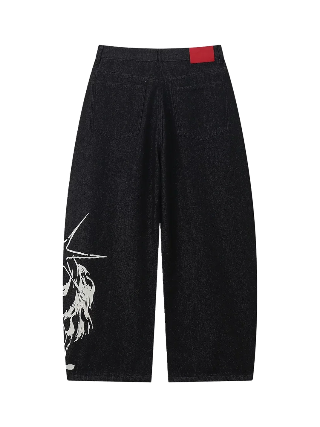 CoosRetro | Horse Print Curved Wide-Leg Jeans