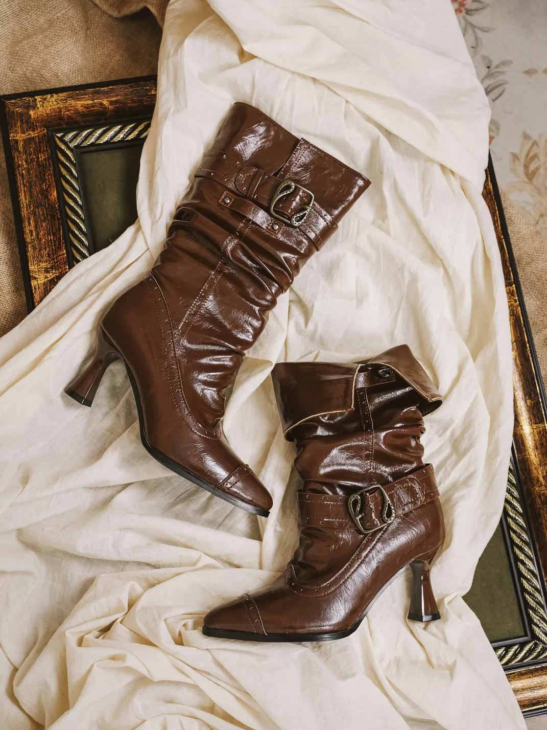 Ditalos | Retro Pointed-Toe High-Heel Lolita Slouch Boots
