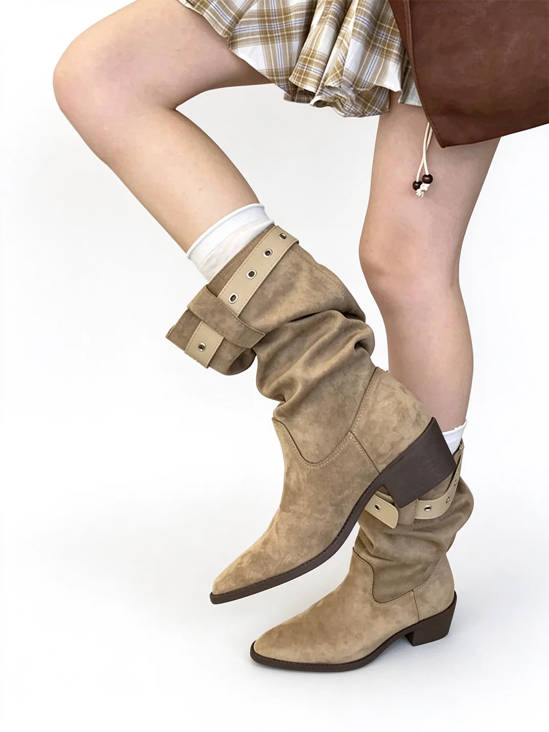 Jpoetry | Pointed Toe Slouchy Block Heel Western Boots