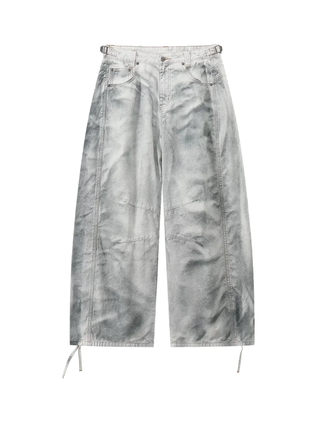 CoosRetro | Distressed Embroidered Wide-Leg Workwear Pants
