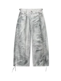 CoosRetro | Distressed Embroidered Wide-Leg Workwear Pants