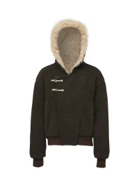 TAICHIISM | Asymmetric Toggle Wool Blend Jacket With Plush Lining