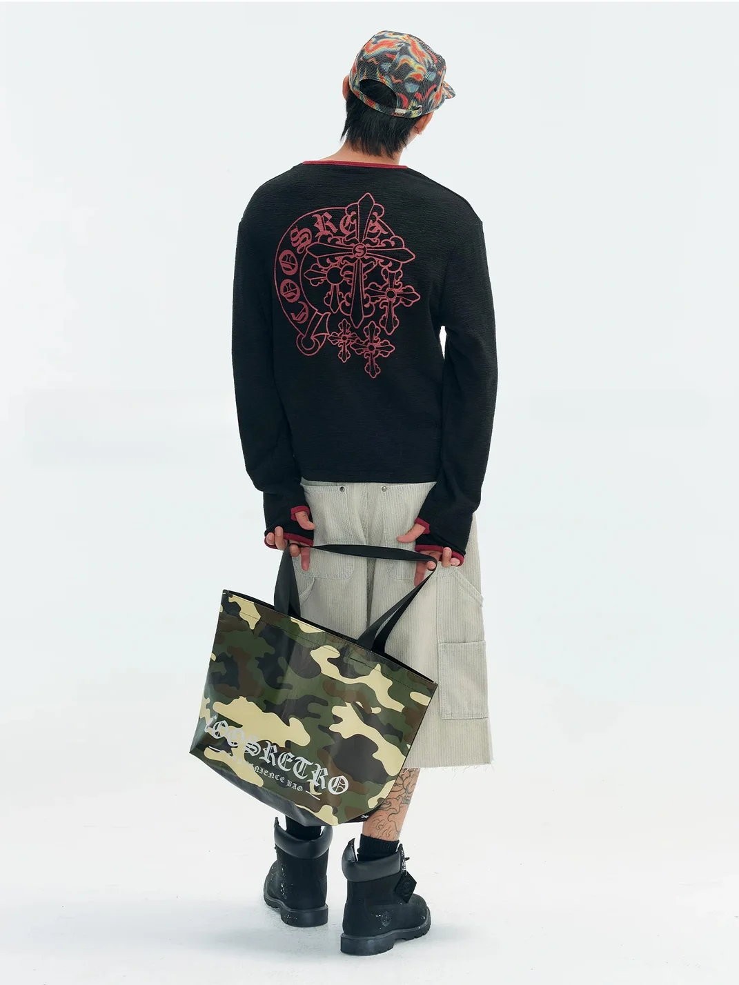 CoosRetro | Relaxed Cross Sanskrit Print Long Sleeve T-Shirt