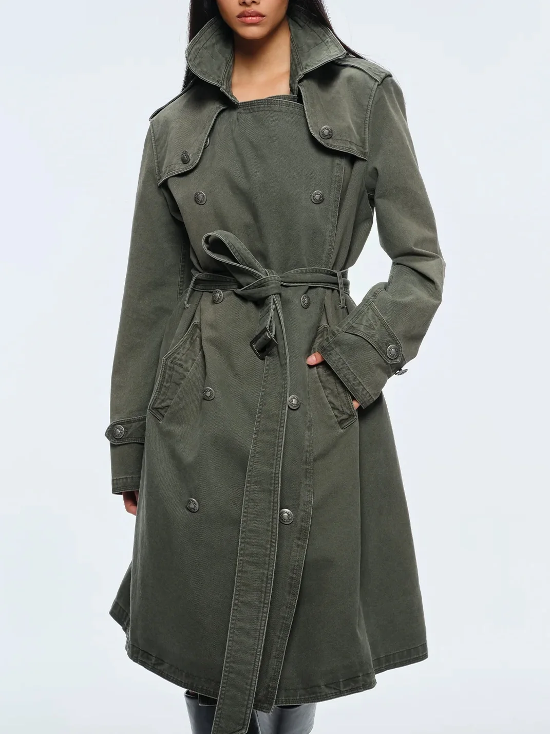 BUM STUDIO | Washed Mid-Length Trench Coat With Detachable Liner