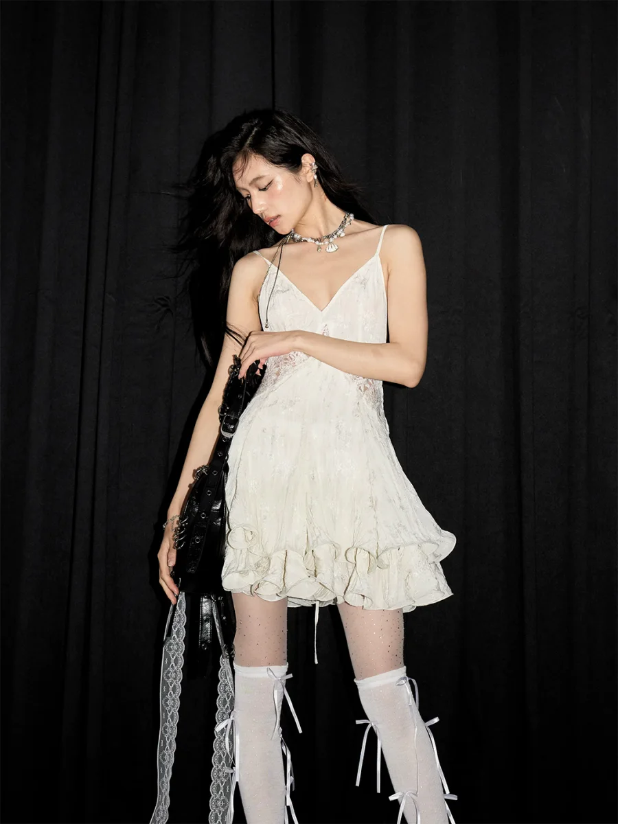 Jnylon studios | Cream White Cutout Lace Cami Dress - 2