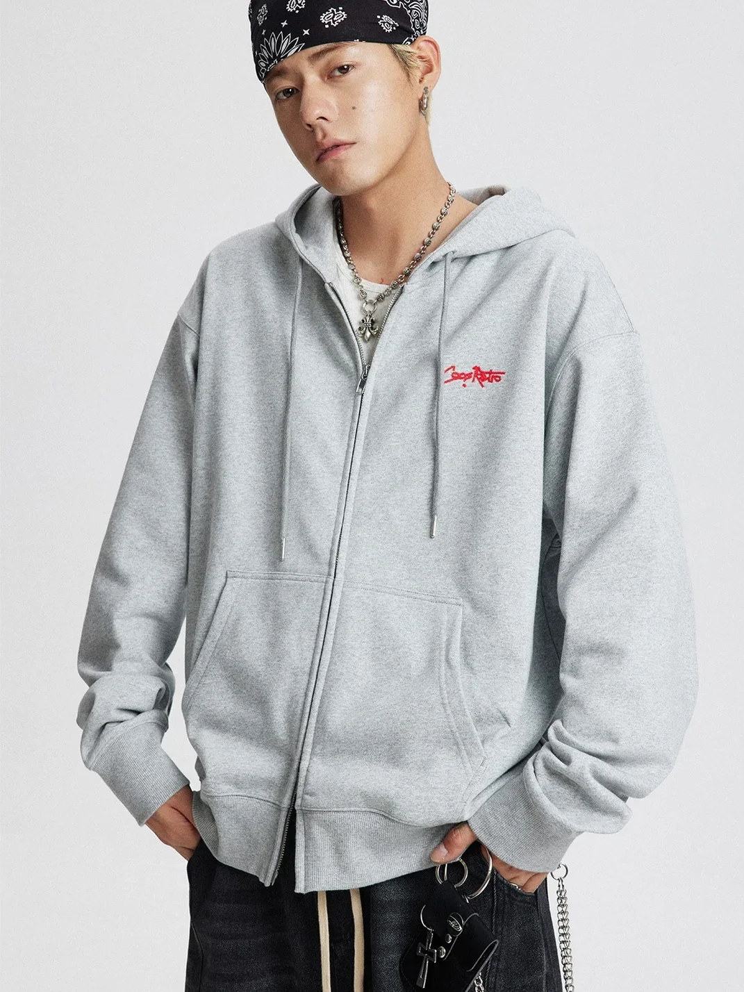 CoosRetro | Retro Loose-Fit Zip-Up Sweatshirt