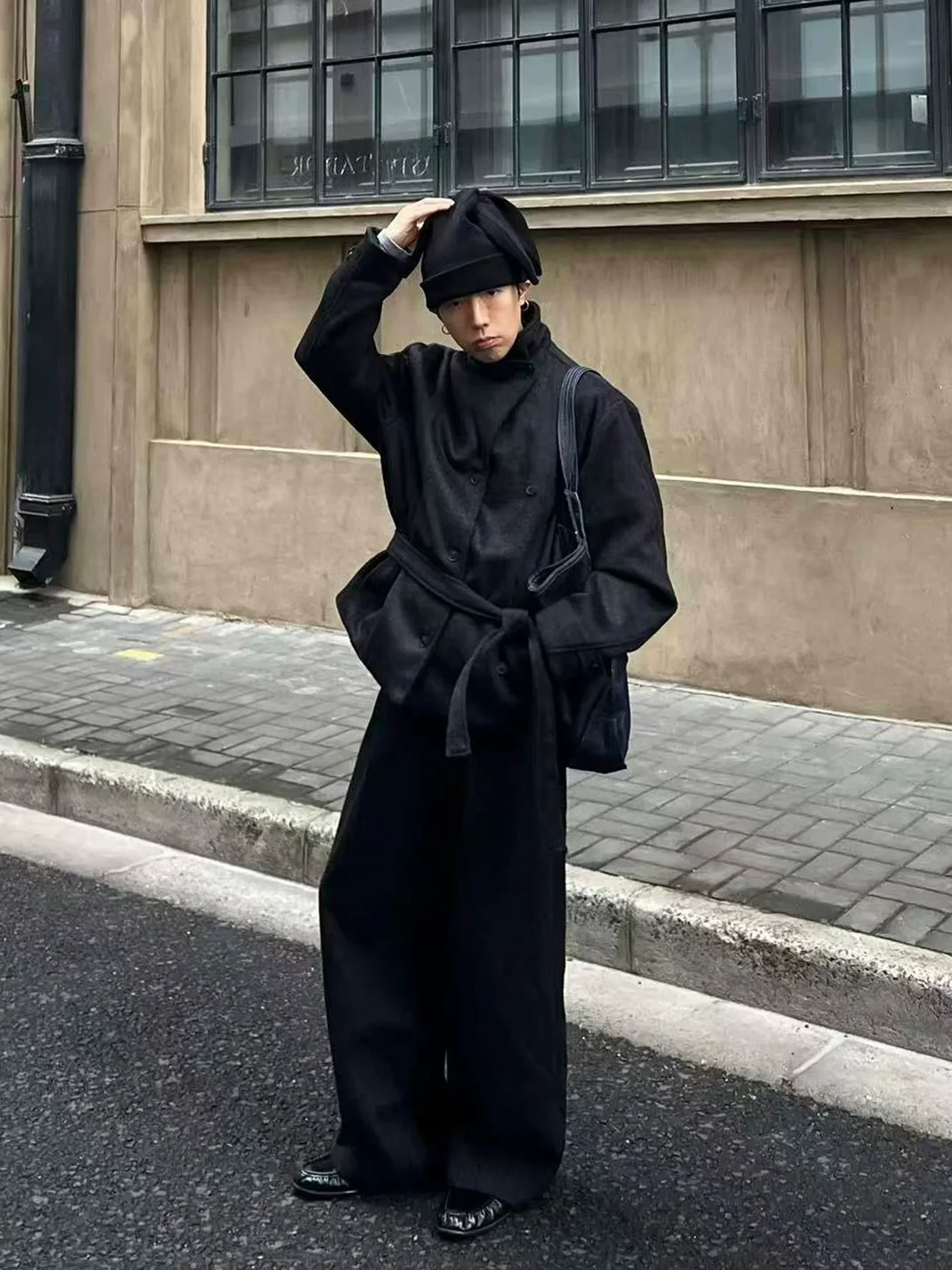 TAICHIISM | Short Relaxed Wool-Blend Convertible Collar Jacket