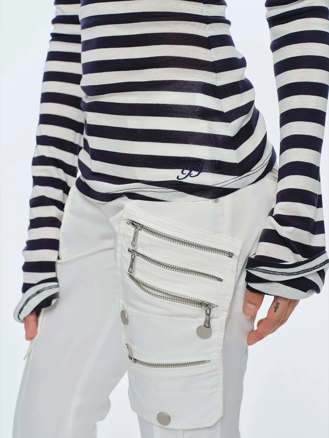 BUM STUDIO | Low-Rise Straight-Leg Multi-Zipper Cargo Pants