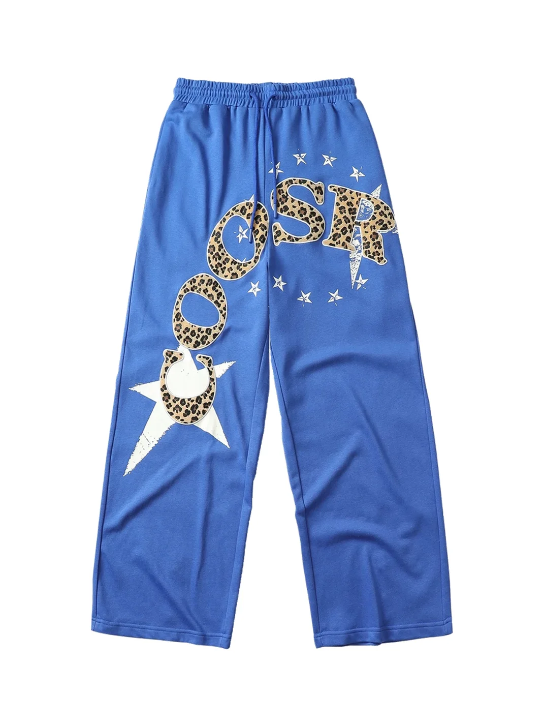 CoosRetro | Leopard Applique Embroidered Straight-Leg Sweatpants