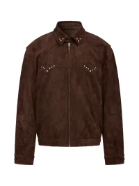 TAICHIISM | Studded Faux Suede Collared Boxy Cropped Jacket