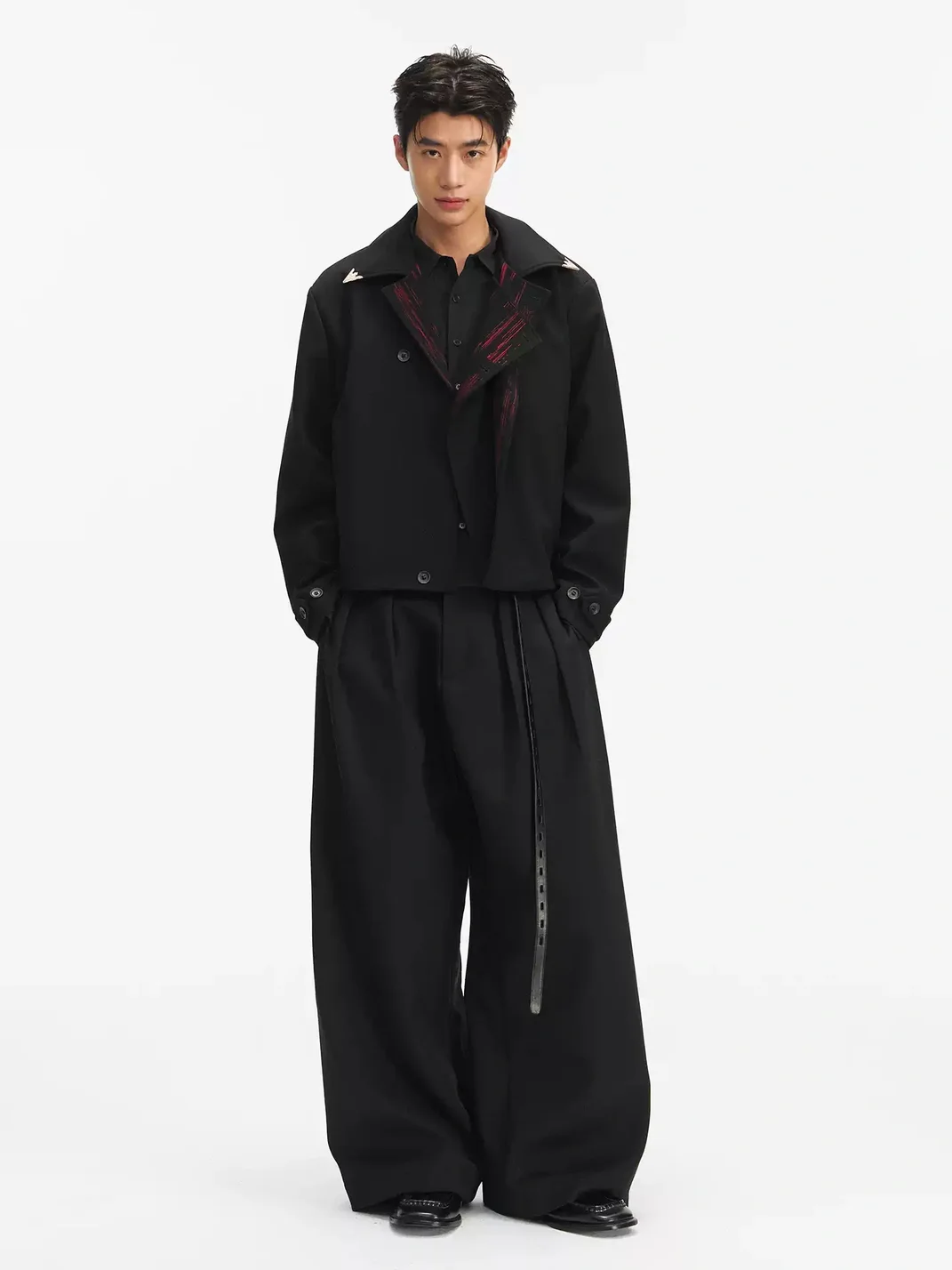 TAICHIISM | Cropped Wide-Fit Embroidered Jacket With Ornate Metal Buttons