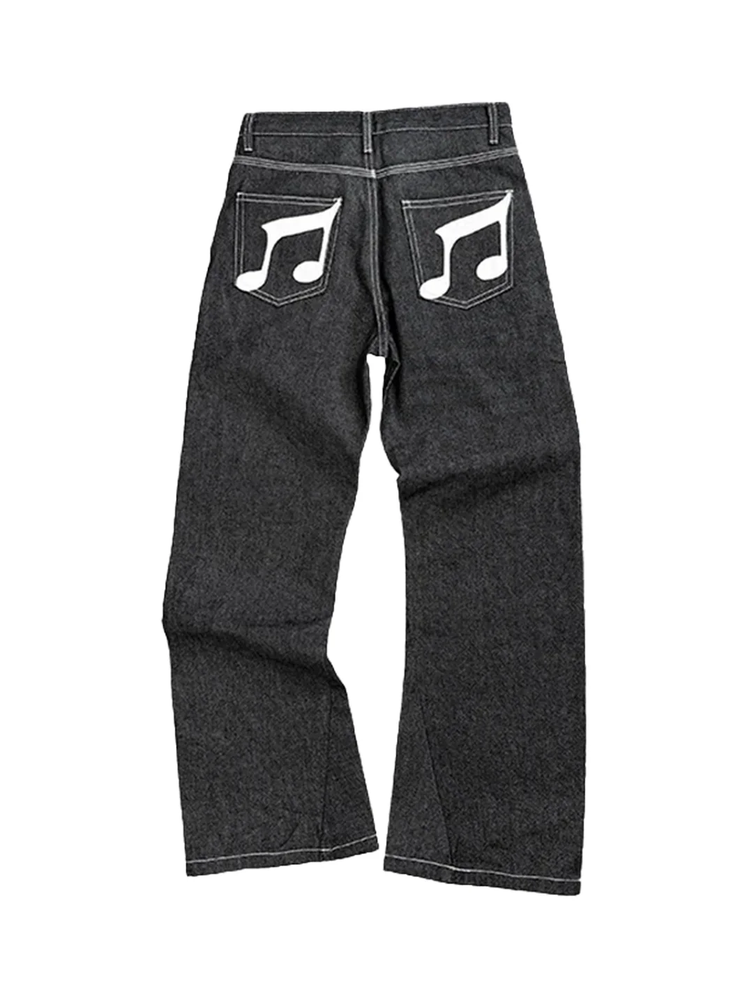 ColdAsia | Music Note Applique Embroidered Raw Denim Jeans