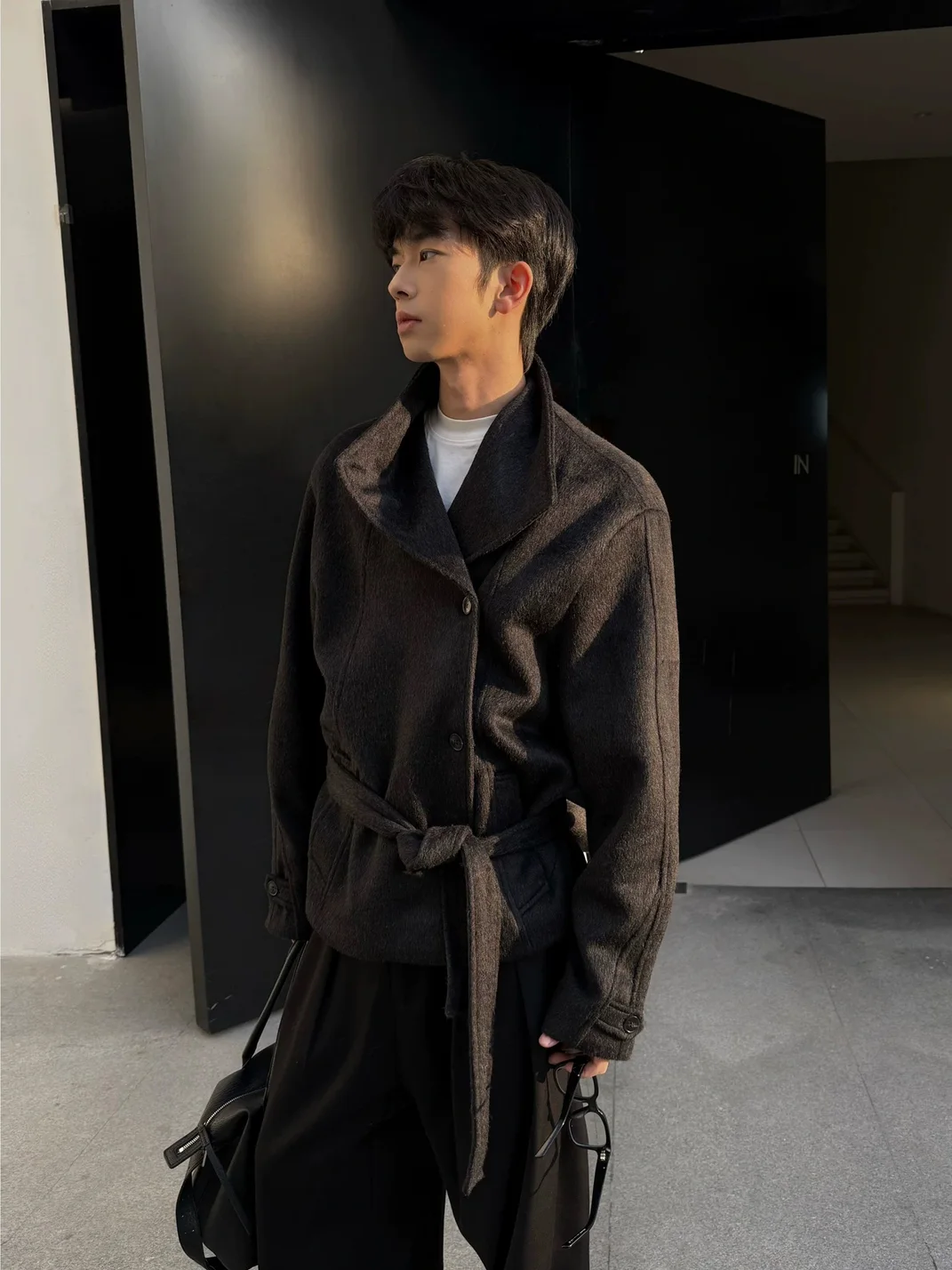 TAICHIISM | Short Relaxed Wool-Blend Convertible Collar Jacket