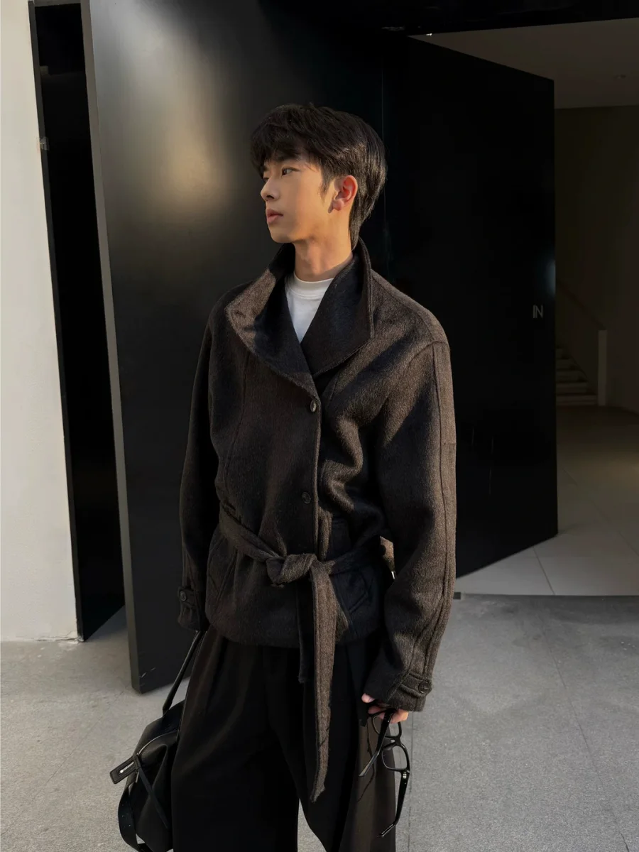 TAICHIISM | Short Relaxed Wool-Blend Convertible Collar Jacket - 2