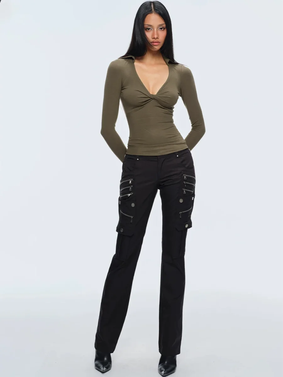 BUM STUDIO | Low-Rise Straight-Leg Multi-Zipper Cargo Pants - 3