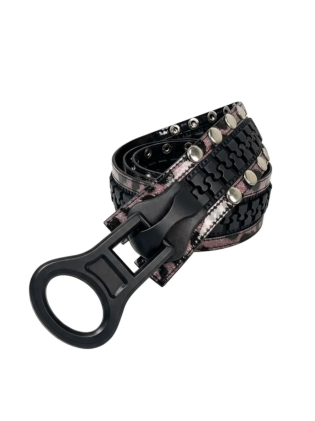 Fourth3ex | Oversized Zipper Design Studded Belt