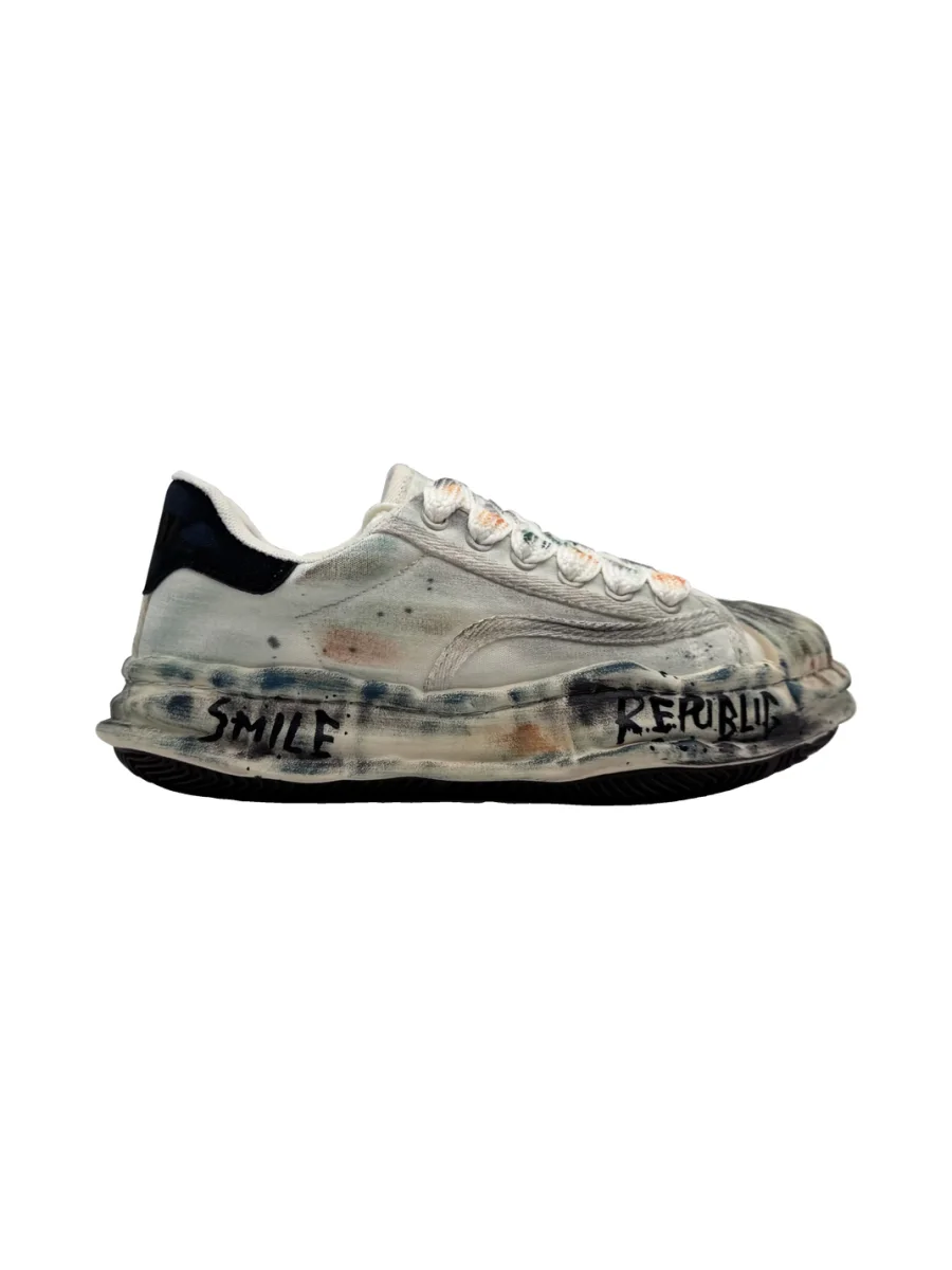 Savage Growth | Distressed Graffiti Platform Sneakers - 4