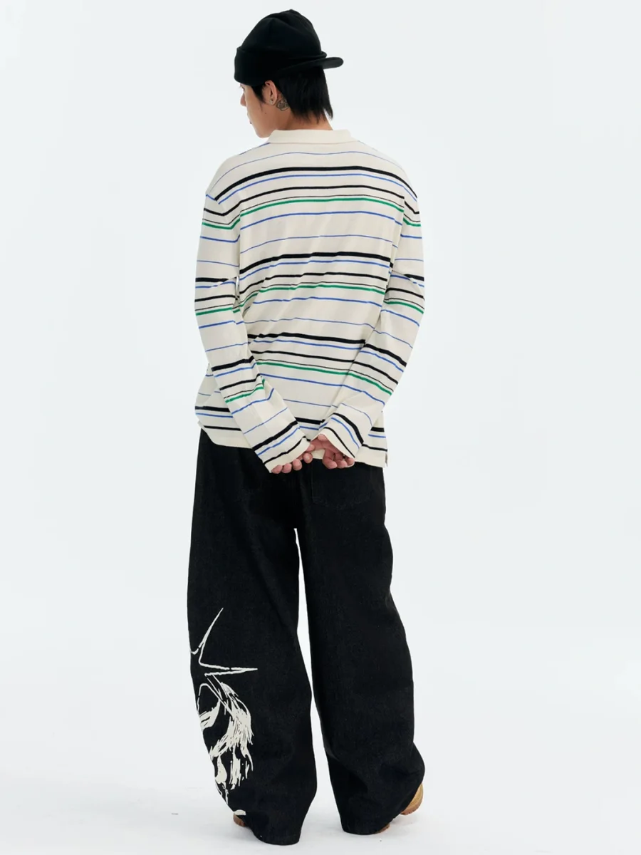 CoosRetro | Horse Print Curved Wide-Leg Jeans - 4