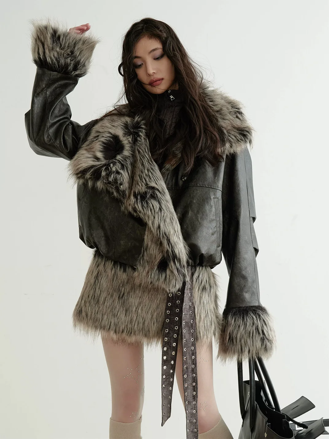 Jnylon studios | Reversible Plaid Faux Leather Jacket