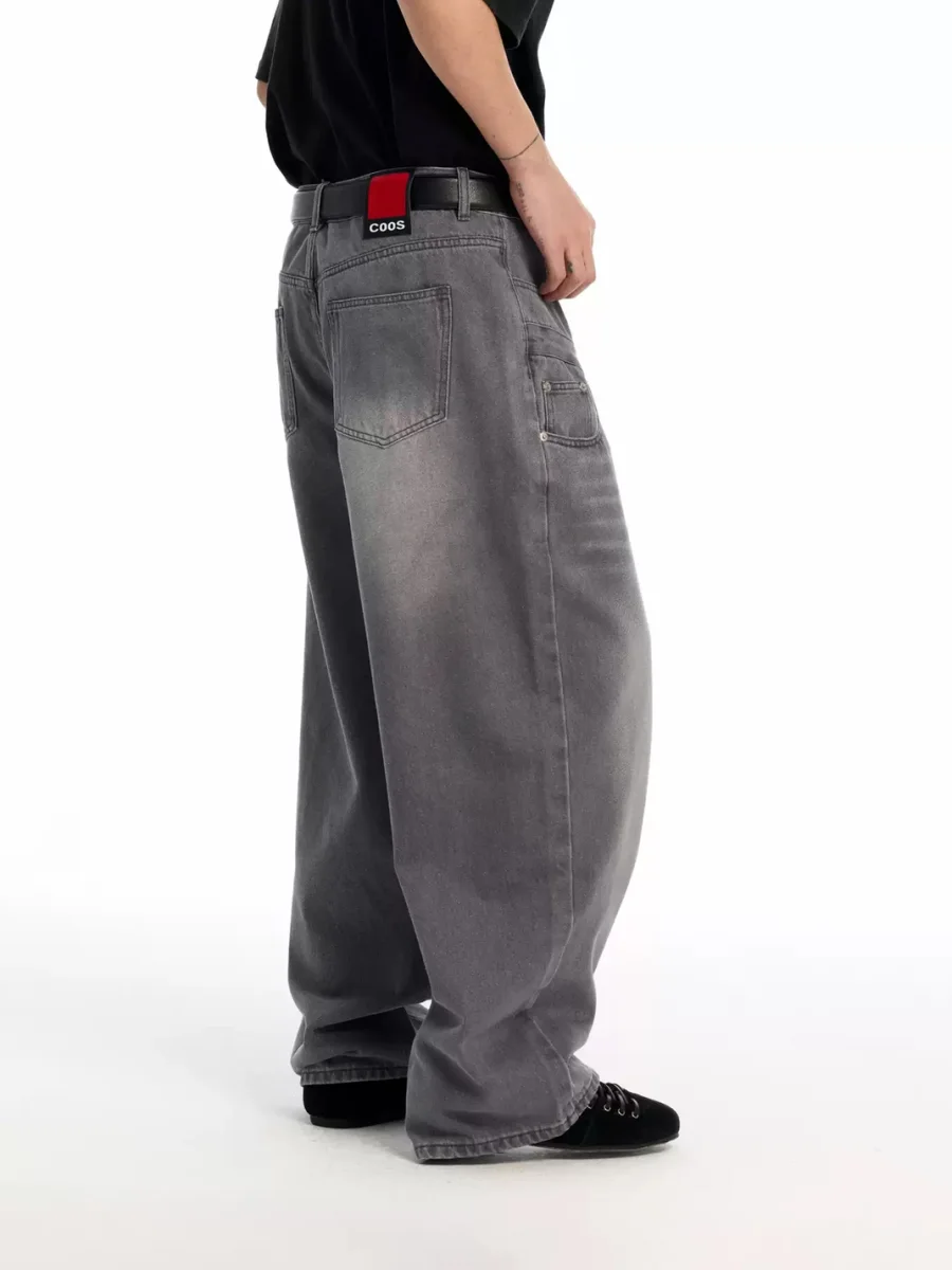 CoosRetro | Heavyweight Washed Loose Wide-Leg Jeans - 4