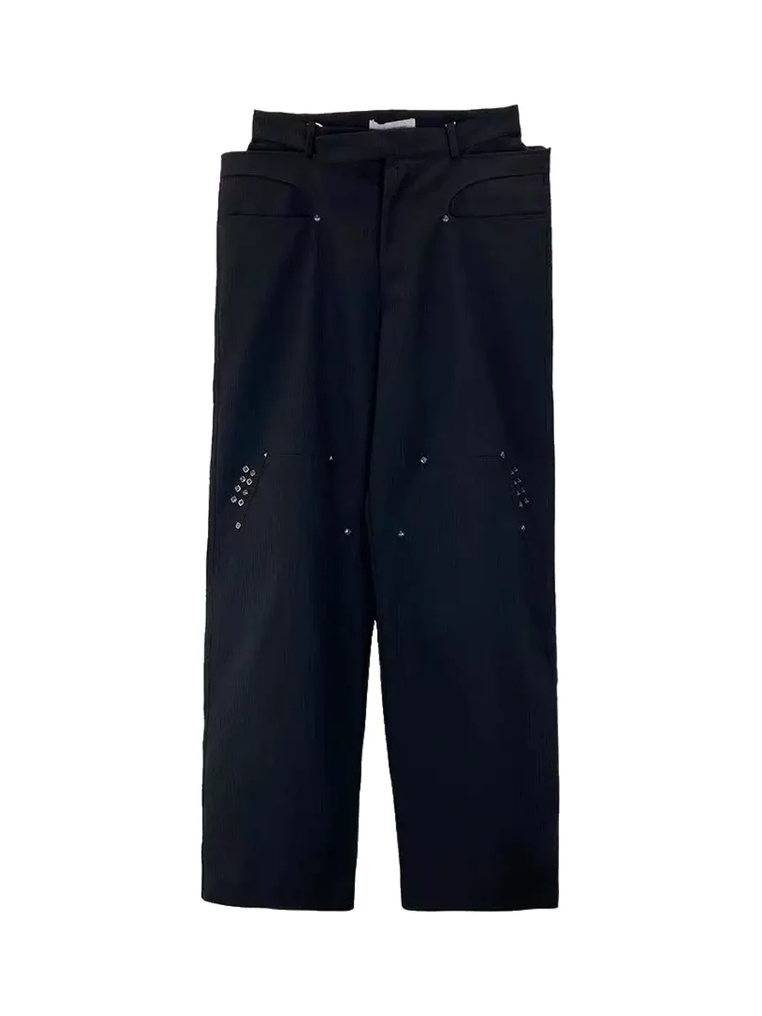 NO FAITH STUDIOS | Rivet Detail Striped Relaxed Straight-Leg Trousers